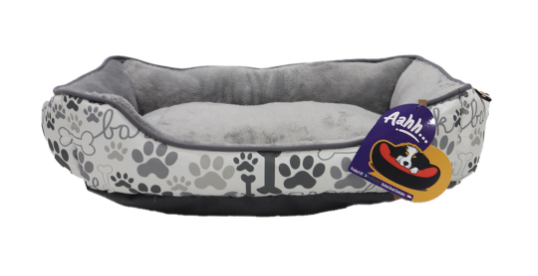 Aahh… Squarey L46 X w36 X h42Cms Flannel Grey Paw & Bones