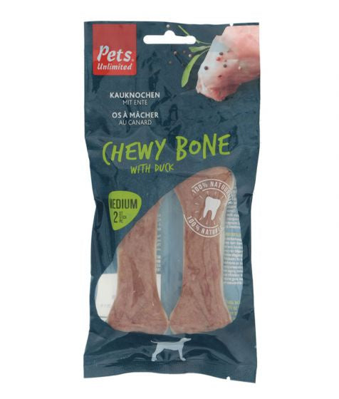 Pets Unlimited - Chewy Bone With Duck Medium 2PCS