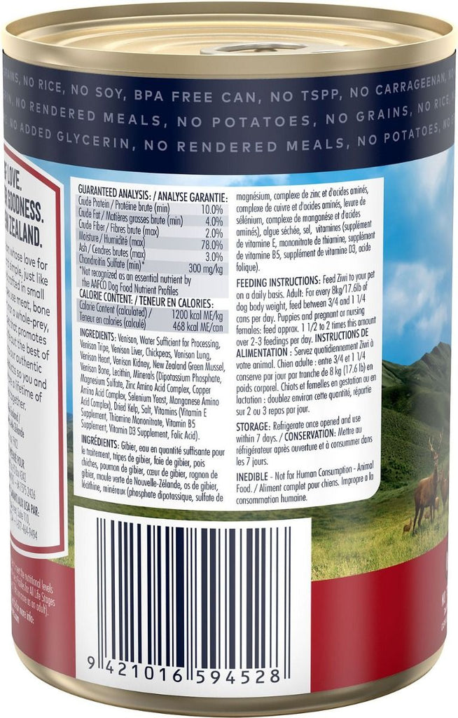 ZiwiPeak Venison Recipe Canned Dog Food 390g