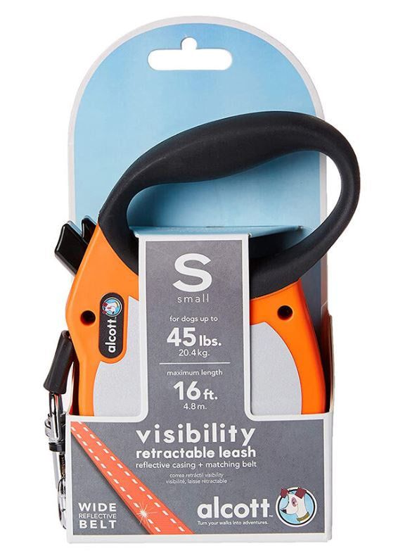 Alcott - Adventure Small Orange 4.8M Reflective & Retractable Leash For Dogs