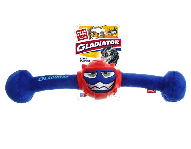 Gigwi - Gladiator Squeaker Inside Plush/Tpr Dog Toy (Medium)  Blue