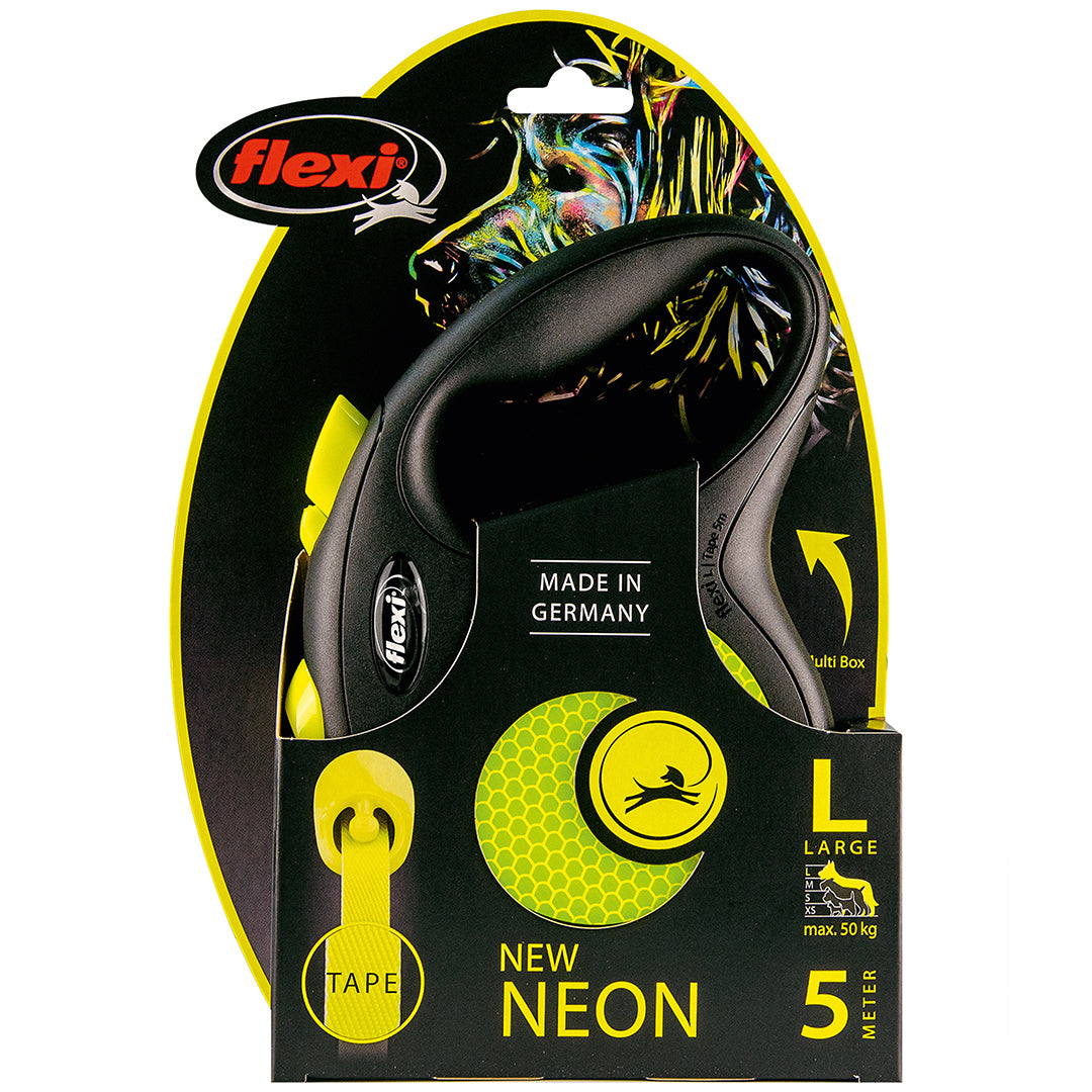 FLEXI NEW NEON YELLOW TAPE RETRACTABLE LEASH