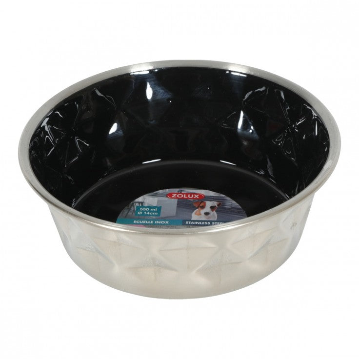 DIAMONDS STAINLESS NON-SLIP DOG BOWLS - BLACK