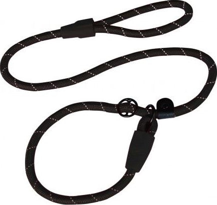 DOCO Reflective Rope Collar & Leash Combo with Leather Stopper [13mm x 120cm+30cm](0022060L)-LARGE-Black