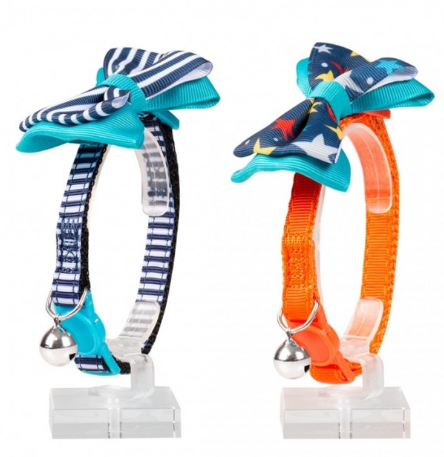 Duvo Cat Collar Texture Bow Nylon Mixed Colors 20 - 30 CM /10Mm (Per Piece)