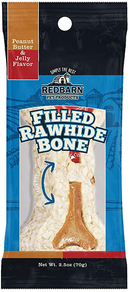 RedBarn Rawhide Bone Peanut Butter & Jelly for Dog 4"-5"