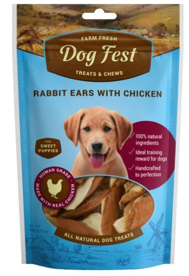 Dog Fest - Rabbit Ears With Chicken For Puppies - 90g