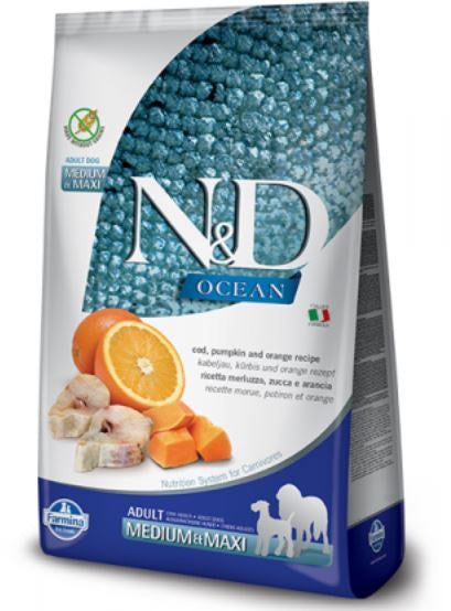 Farmina N&D Ocean Cod, Pumpkin & Orange Medium & Maxi Adult Dog Food, 2.5 KG