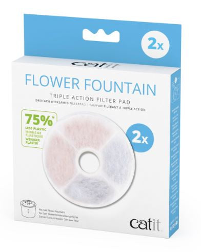 Catit - Flower Fountain Triple Action Filter Pad, 2pcs
