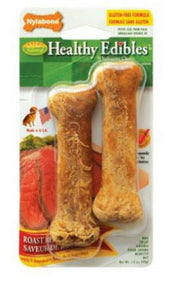 Nylabone Healthy Edibles Longer Lasting Roast Beef Twin Pack Blister Card