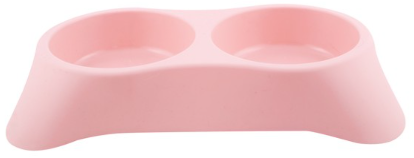 Pets Club - Double Dining Bowl 90 ML 28*16*5 CM-Pink