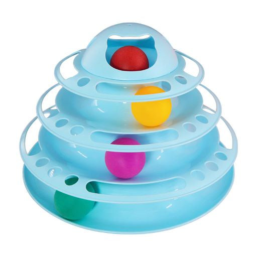 Itâ€™S Meow Cat Toy Plastic Tower With Balls ,Size: 26*26*5Cm
