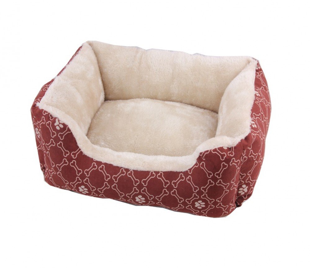 Pawise Beige & Red Bone Print Pet Bed