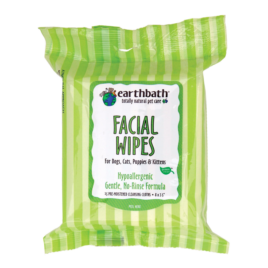 Earthbath Hypoallergenic Facial Wipes Fragrance Free - 25pcs