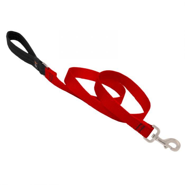 Basic Red Solids Padded Handle Dog Leash 4ft