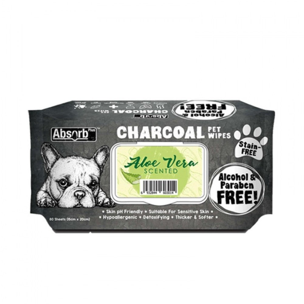 Absolute Pet Absorb Plus Charcoal Pet Wipes 80 Sheets
