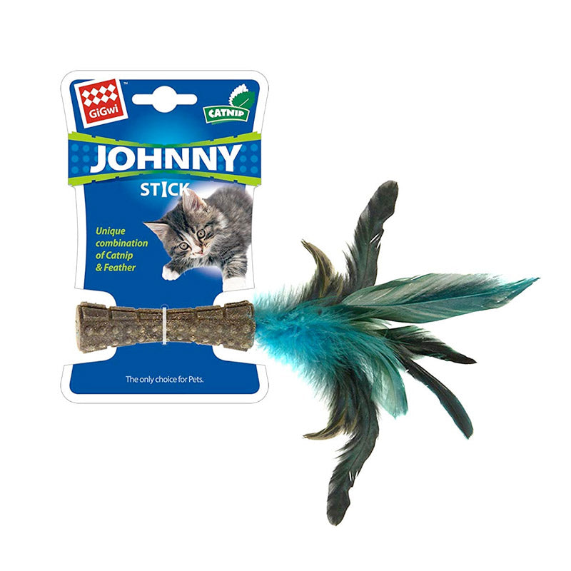 Catnip Johnny Sticks with Natural Feather (Green)