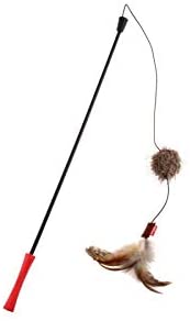 Gigwi Catwand Feather Teaser w natural feather tail & tpr - cat toys