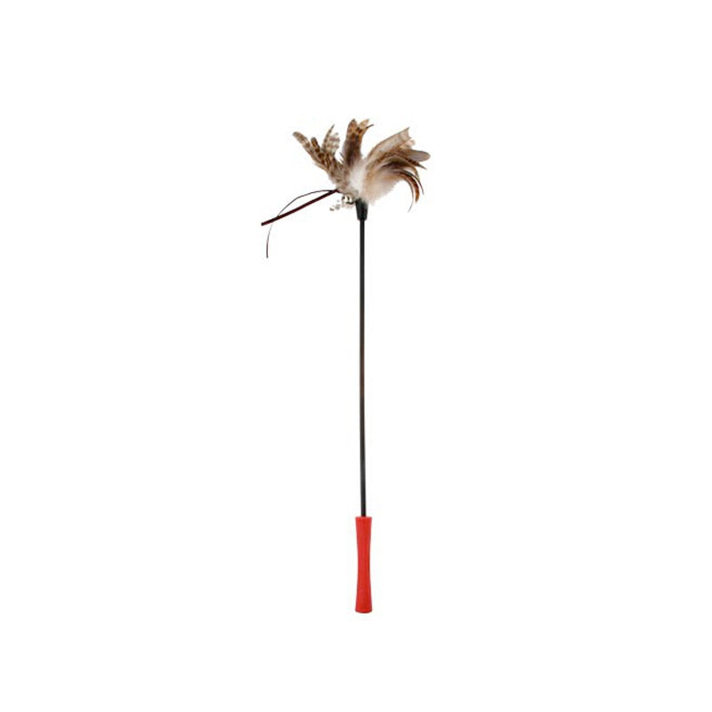 Gigwi Catwand Feather Teaser w Natural Feather & TPR Handle - Cat toys
