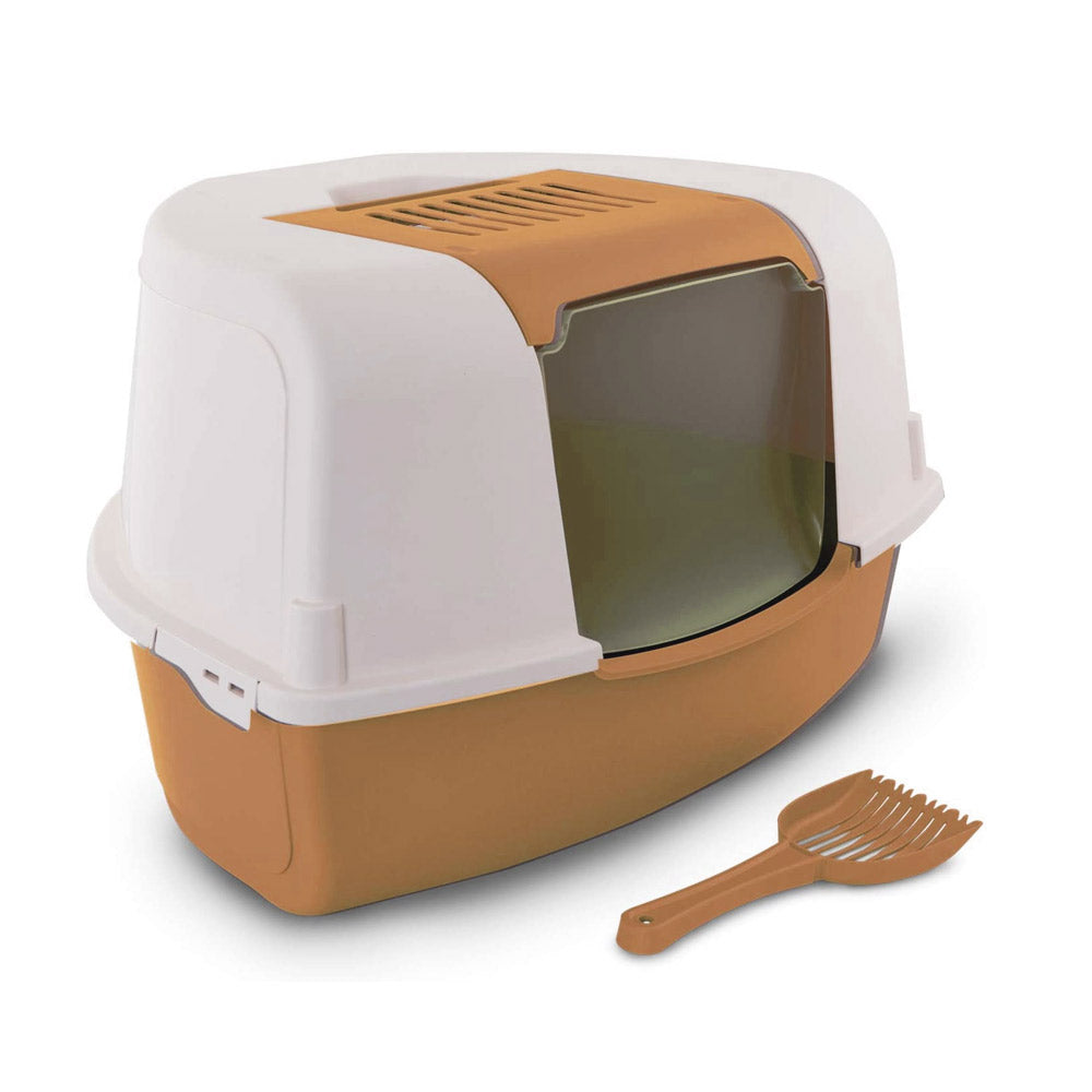Bergamo Toilet Ariel Corner Litter Tray and Scoop - Light Orange