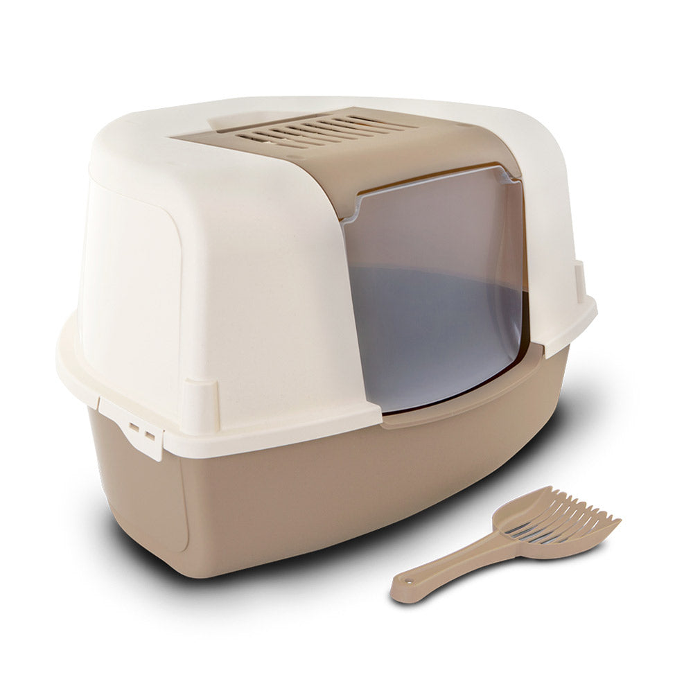 Bergamo Toilet Ariel Corner Litter Tray and Scoop - Tan