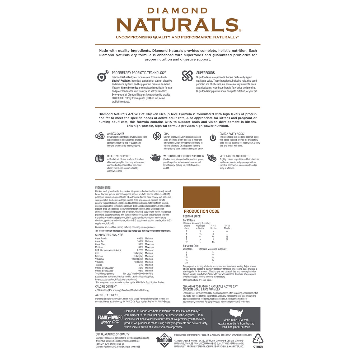 Diamond Naturals Active Cat Chicken Meal & Rice Formula 2.72 kg