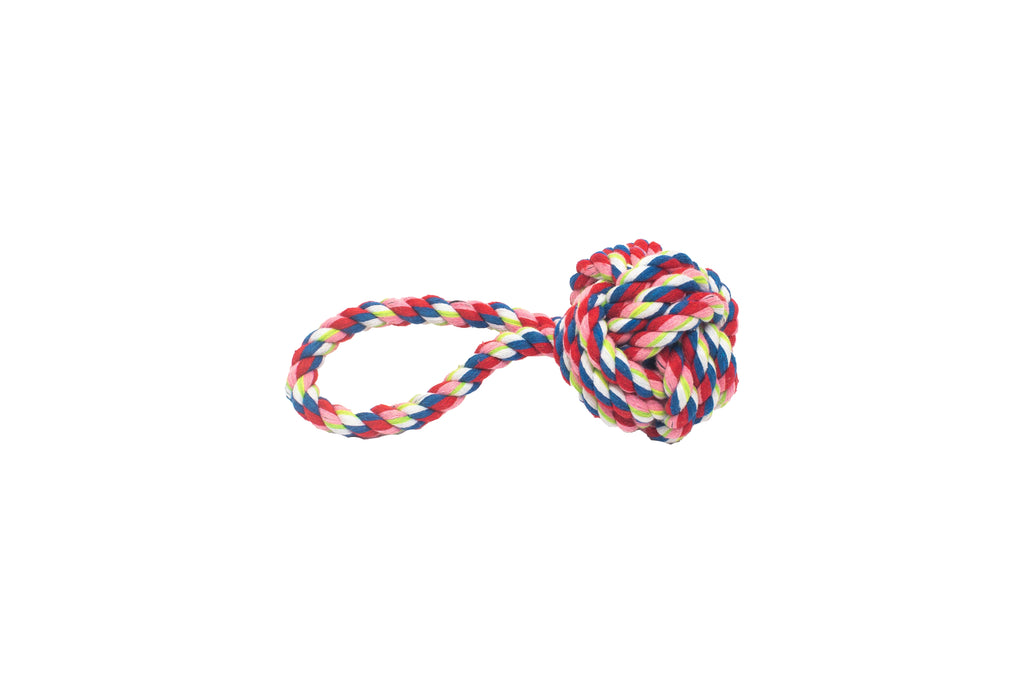 PL - Small Rope Ball Toy With Handle - Multicolor