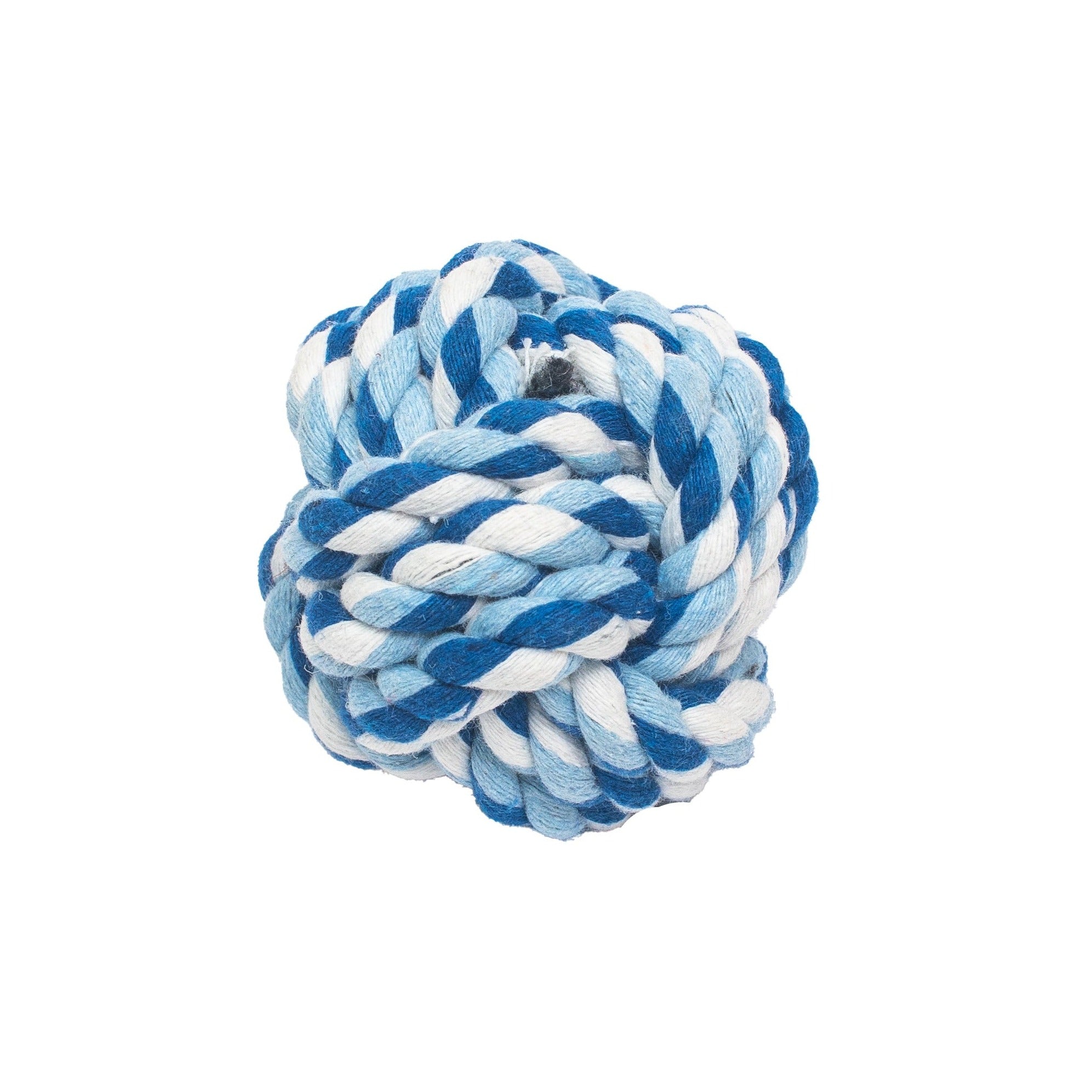 Premium Cotton Rope Ball Dog Toy 6cm - Blue & White | Durable Dental Chew for Interactive Play & Teeth Cleaning