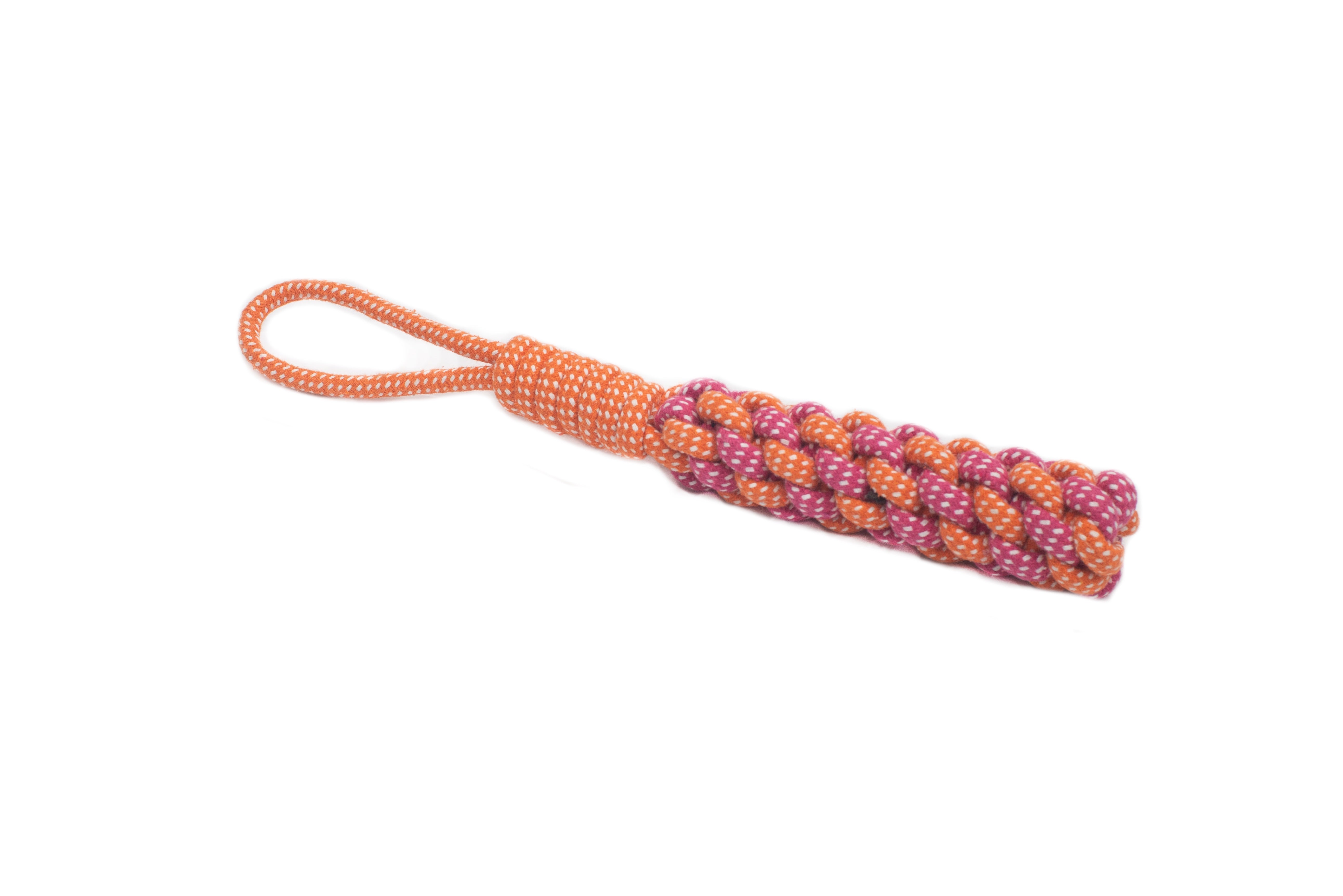 PL - Braided Rope Dog Toy - Orange/Pink