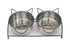 PL - Dual Stainless Steel Pet Bowls - Removable & Easy-Clean for Cats and Small Dogs , Inclined