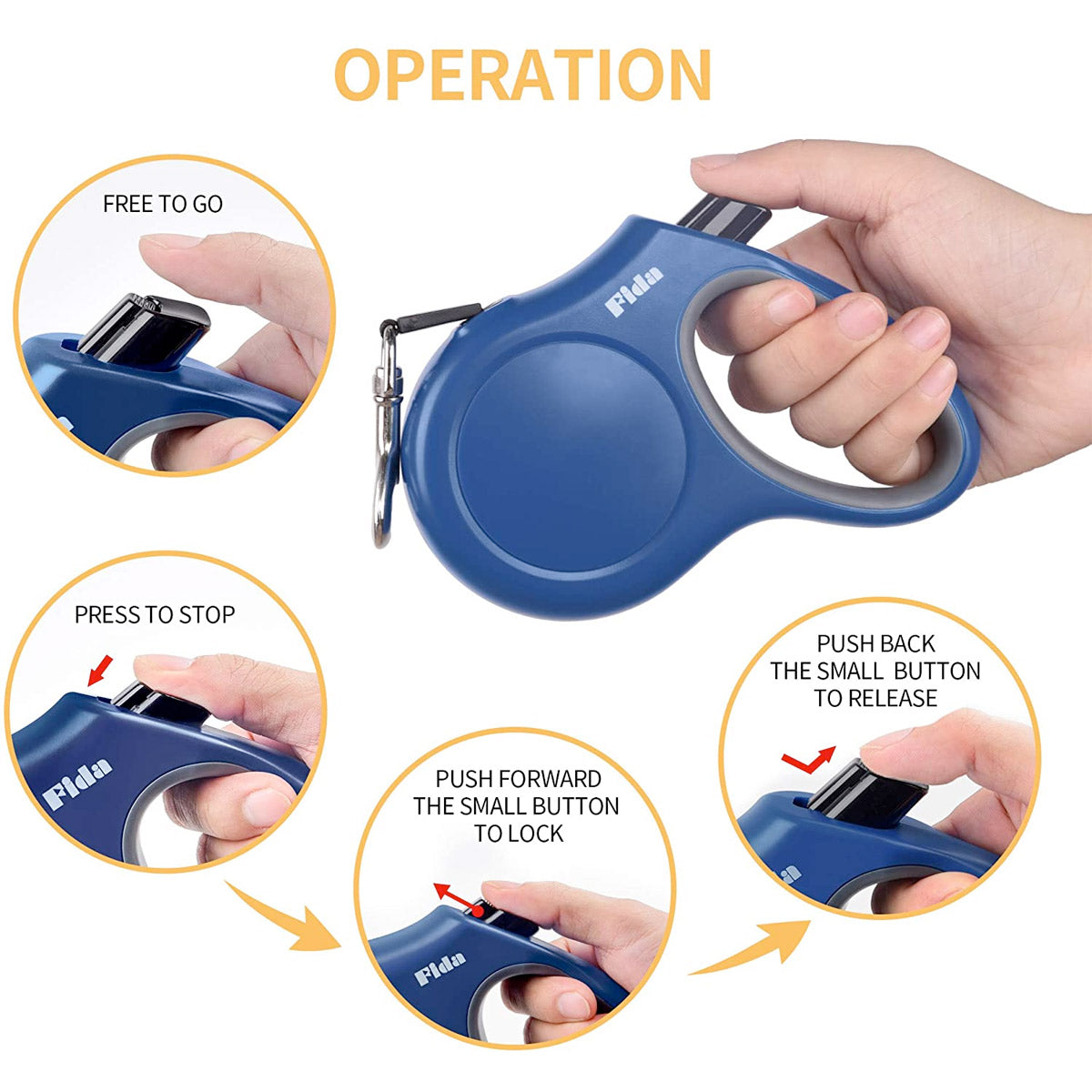 Fida Retractable Dog Leash Heavy Duty (Styleash Series) - Blue