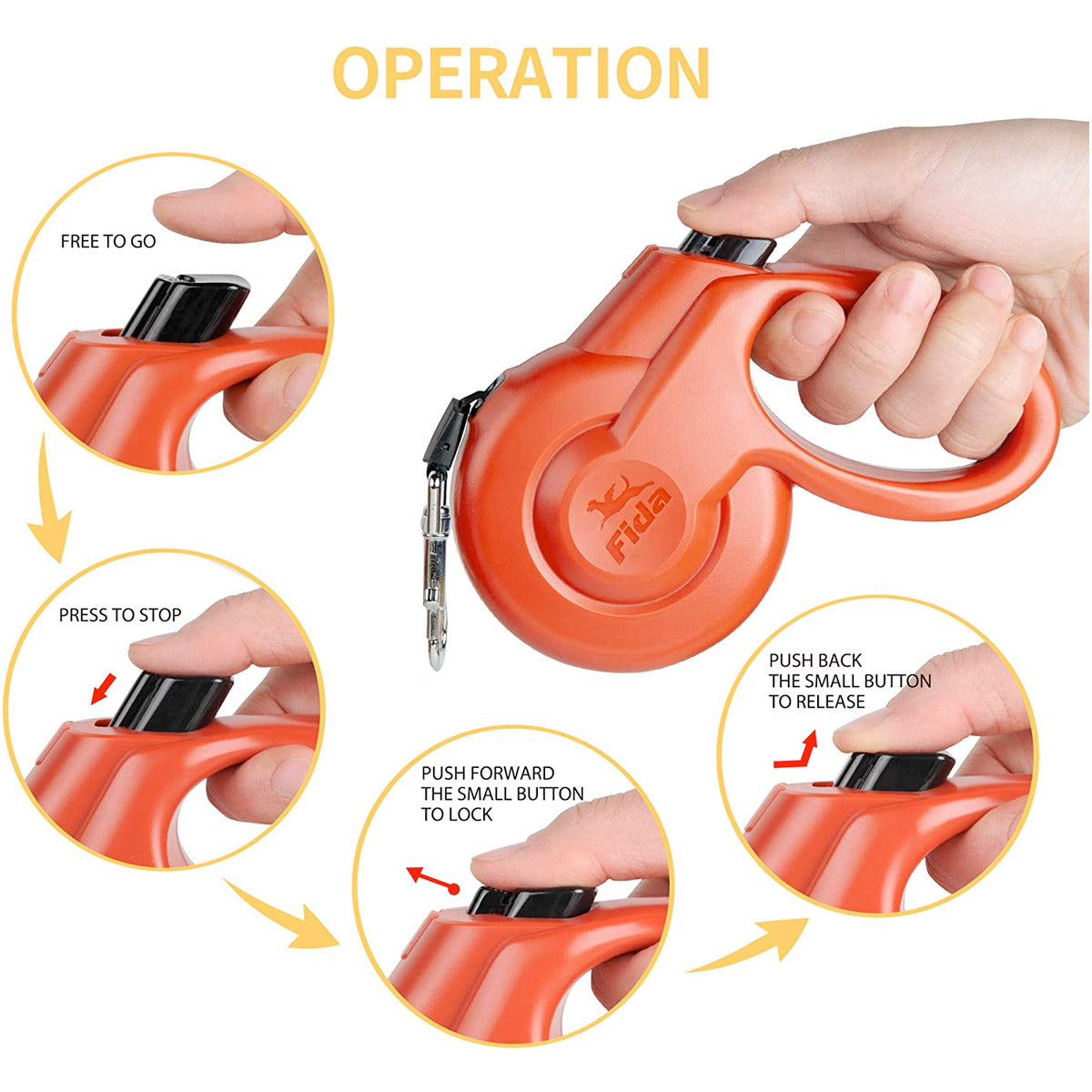 Fida Retractable Dog Leash Heavy Duty (Styleash Series) Black