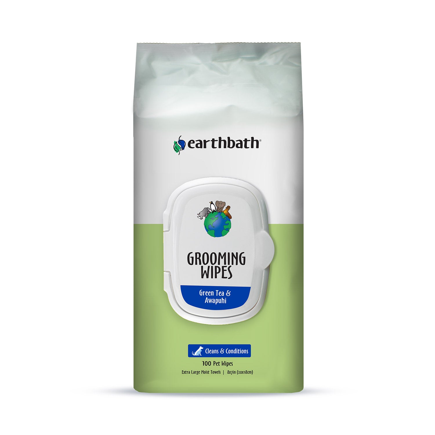 Earthbath Grooming Wipes, Green Tea & Awapuhi, 100 ct - Front