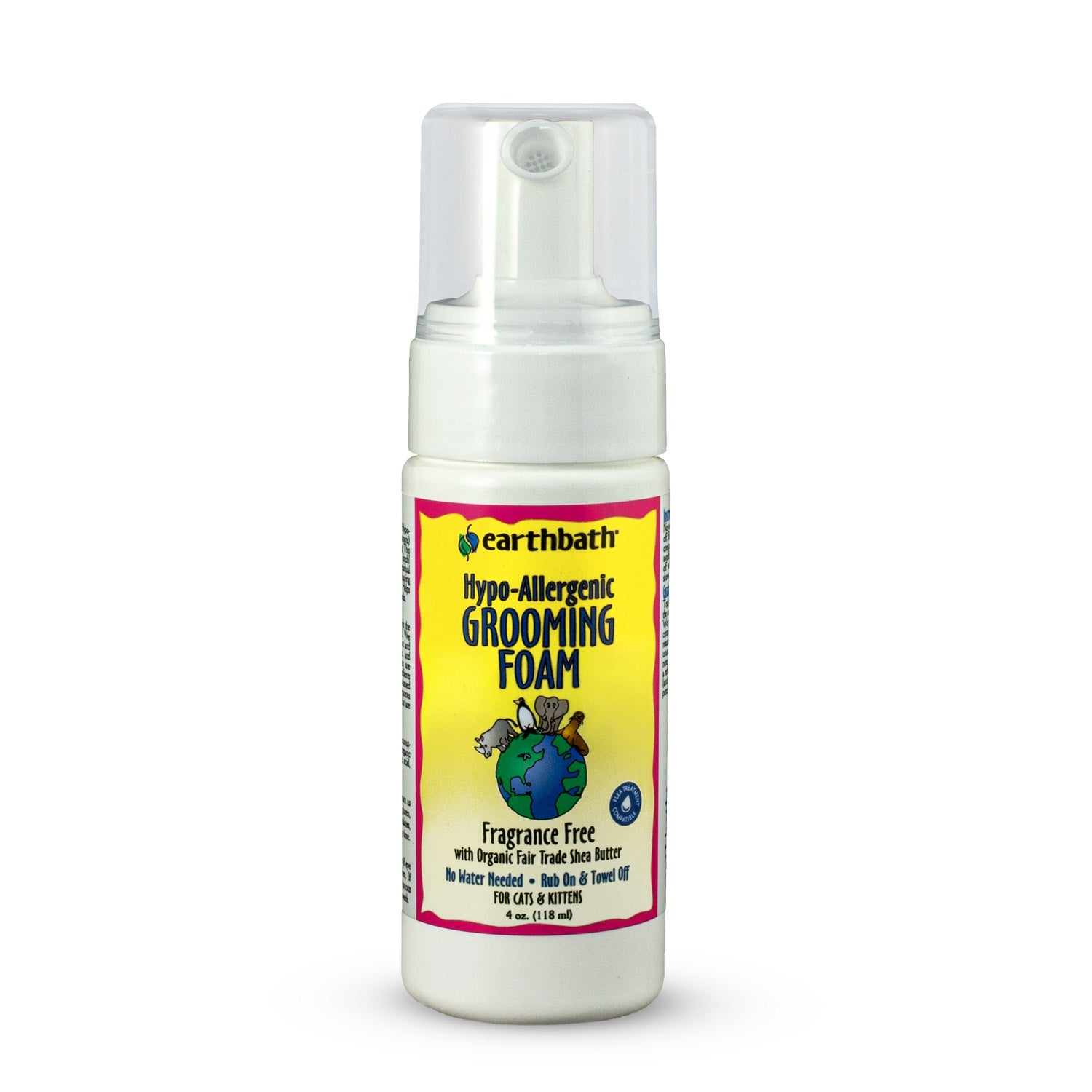 Earthbath  Waterless Grooming Foam for Cats & Kittens, Hypo-Allergenic & Fragrance Free, Made in USA, 4 oz pump