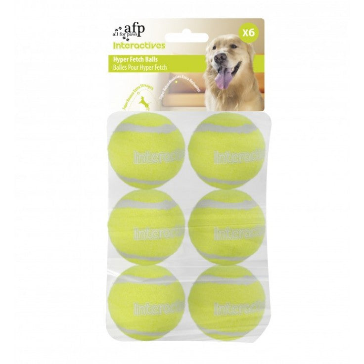 INTERACTIVE HYPER FETCH TENNIS BALLS- 6 PCS