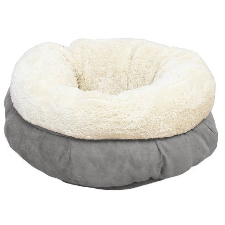 All For Paws Lambswool Donut Cat Bed - Grey