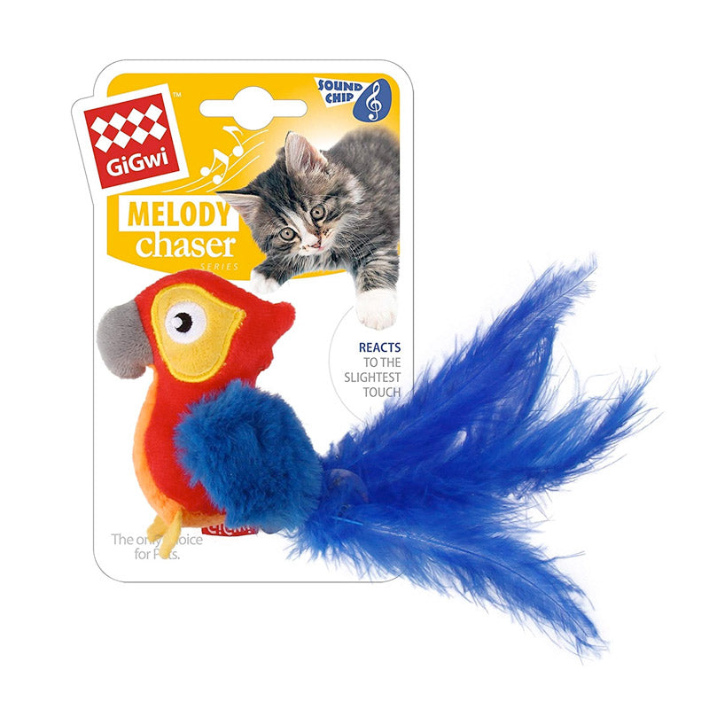 Gigwi - Melody Chaser (Red Parrot) With Motion Activated Sound Chip