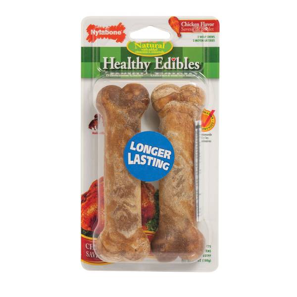 NylaboneHealthyEdiblesChickenFlavourDogChewTreatBones