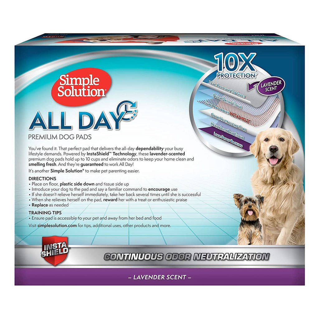 Simple Solution All Day Premium Dog Pads, Lavender Scent, 23″ x 24″ – Pack of 100