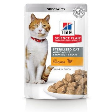 Hill’s Science Plan Sterilised Cat Young Adult Cat Wet Food With Chicken Pouches