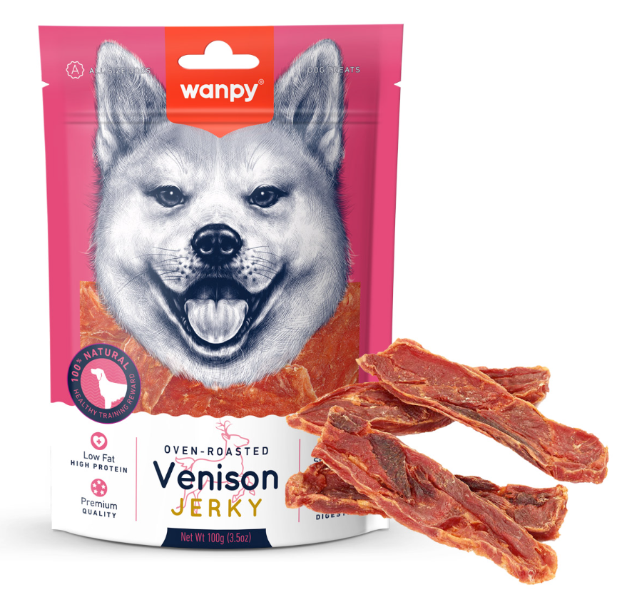 Wanpy Dry Venison Jerky Dog Treats 100g