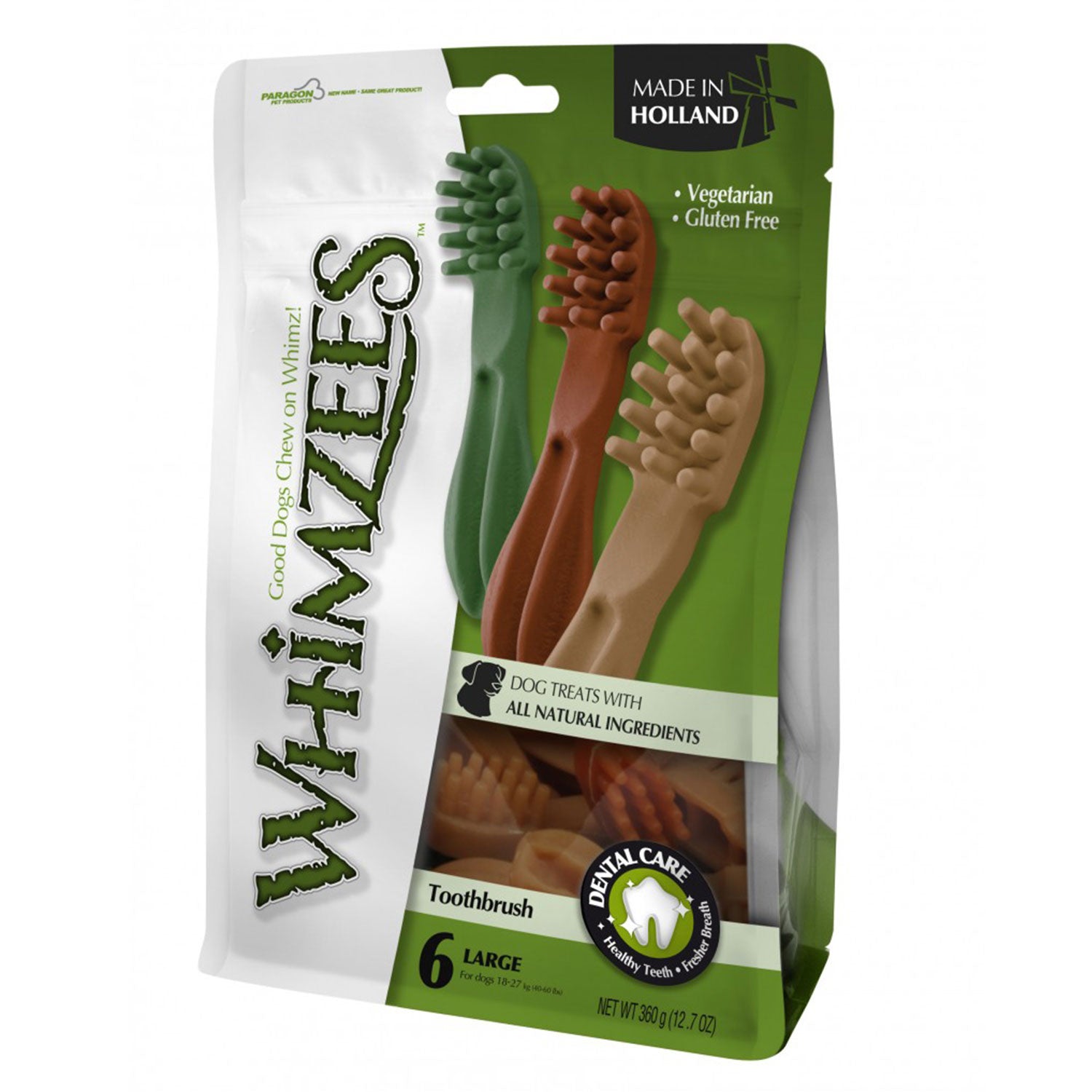 Whimzees Toothbrush Star Mix Brown / Green / Orange - Large