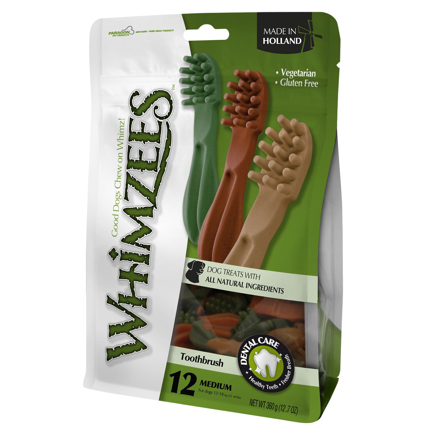 Whimzees Toothbrush Star Mix Brown / Green / Orange - Medium
