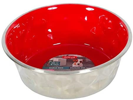 ZOLUX Diamonds Stainless Non Slip Dog Bowls Red
