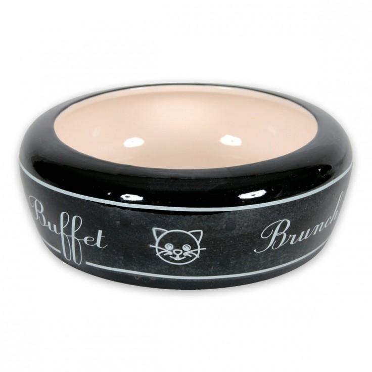 Zolux - No Waste Ceramic Cat Bowl Buffet - Black 300ml