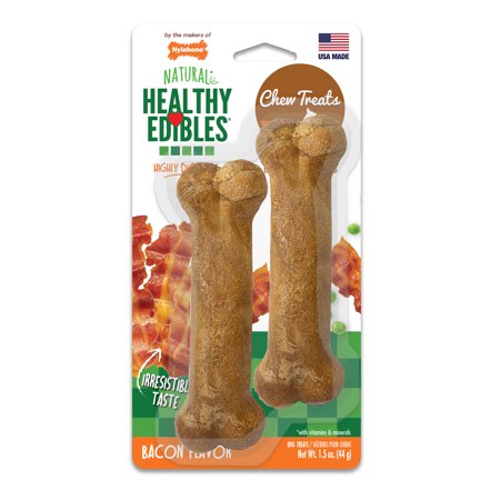 Nylabone Healthy Edibles Longer Lasting Bacon Twin Pack Blister Card Petite