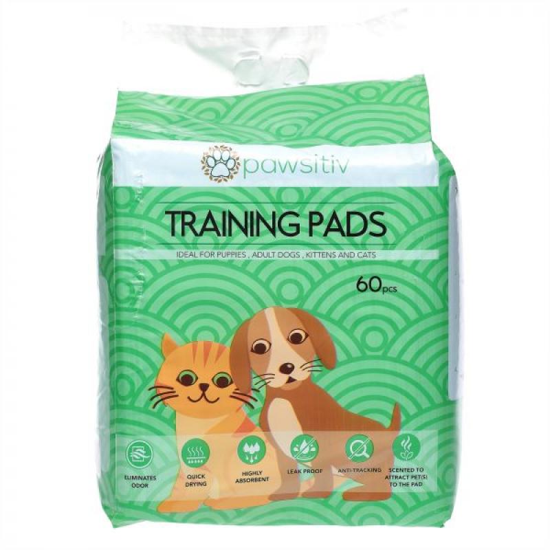PAWSITIV MULTIFUNCTIONAL TRAINING AND PEE PADS FOR PUPPY, KITTEN, DOG AND CAT - UNSCENTED - 60 pcs