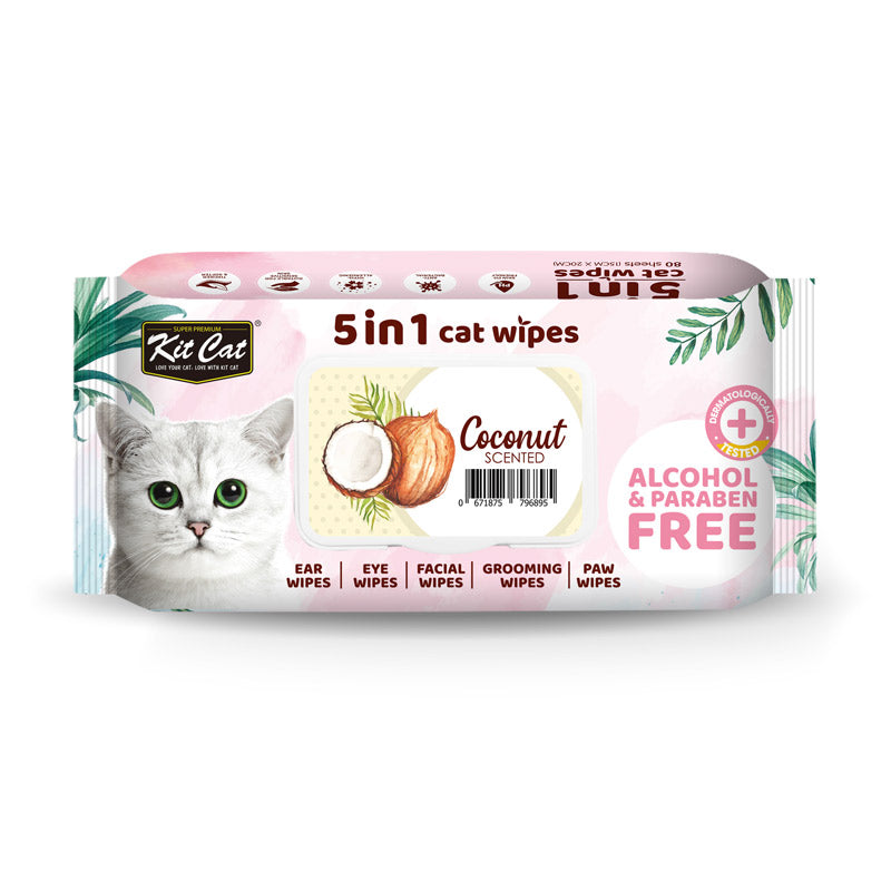 Kit Cat 5-in-1 Cat Wipes Scented - Coconut