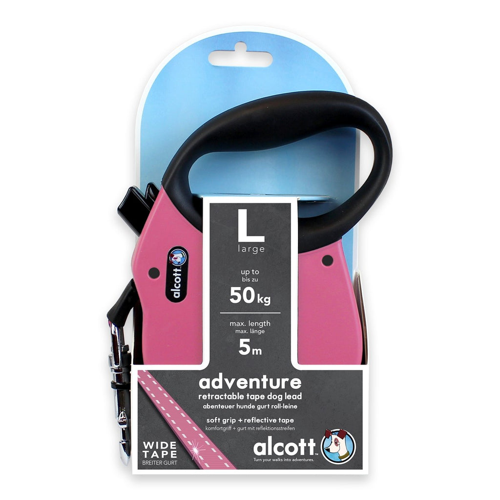 Alcott - Adventure Retractable Leash, 5 M - Large - Pink